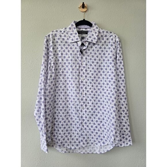 Report Collection Other - Report Collection Floral Shirt Men M Purple Stretch Slim Fit NWOT Soft Statement